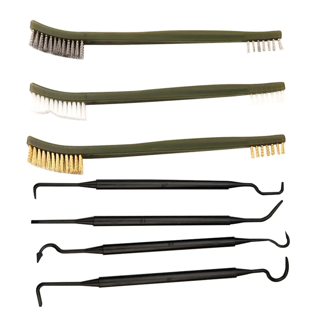 Double-ended utility brushes and picks