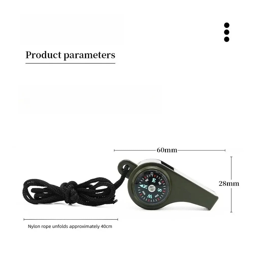 FieldLux™ 3-in-1 Emergency Survival Whistle — Compass, Thermometer & Loud Safety Signal