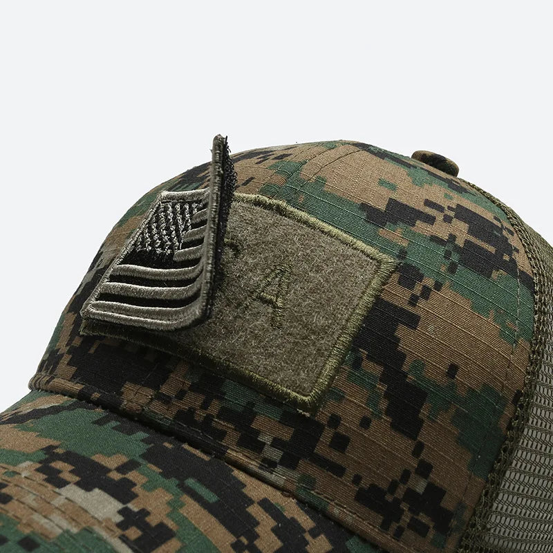 American Flag Adjustable Camouflage Hat
