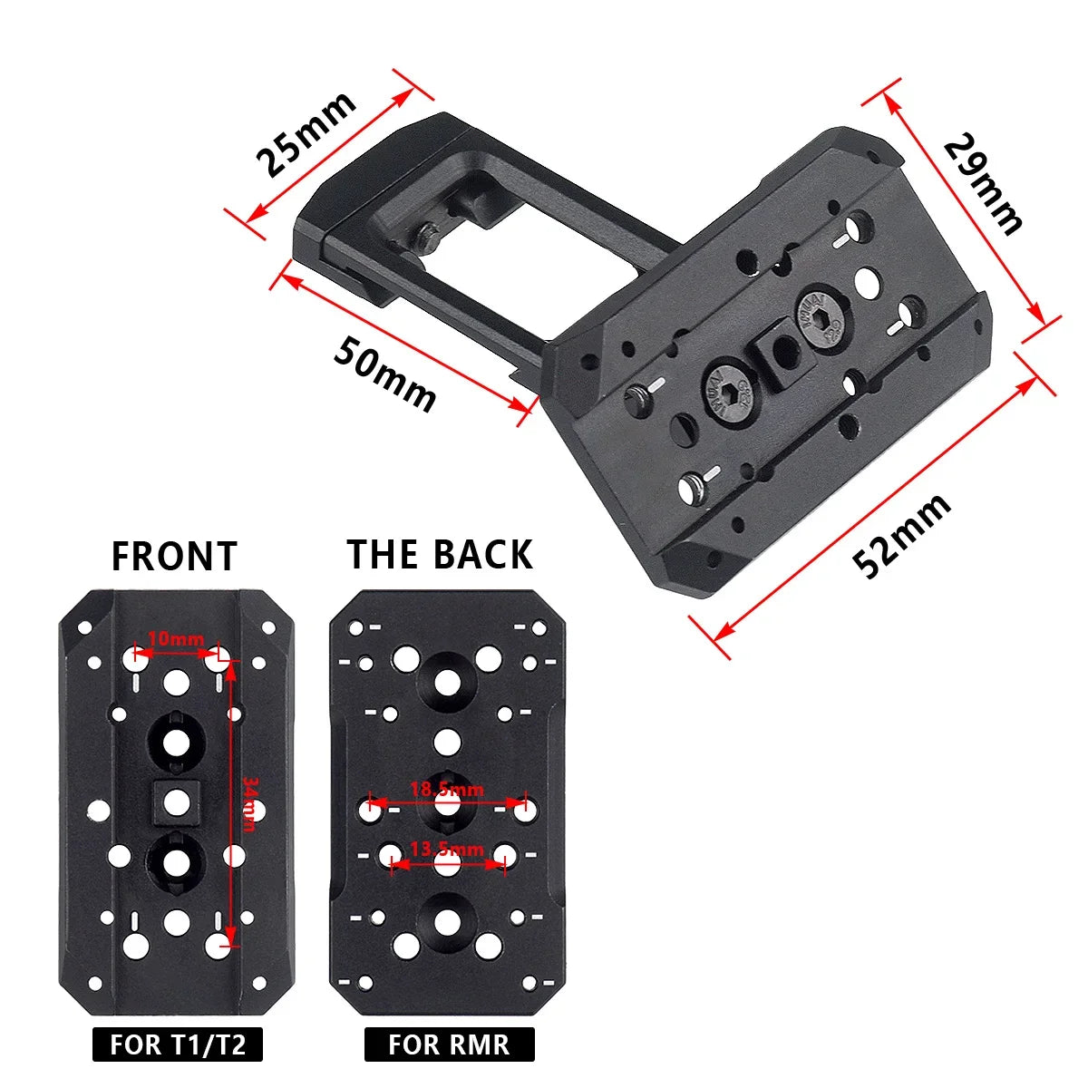 TacSight™ – 35/45° Offset Red Dot Optic Mount – Aluminum Mount for T01 T02 RMR