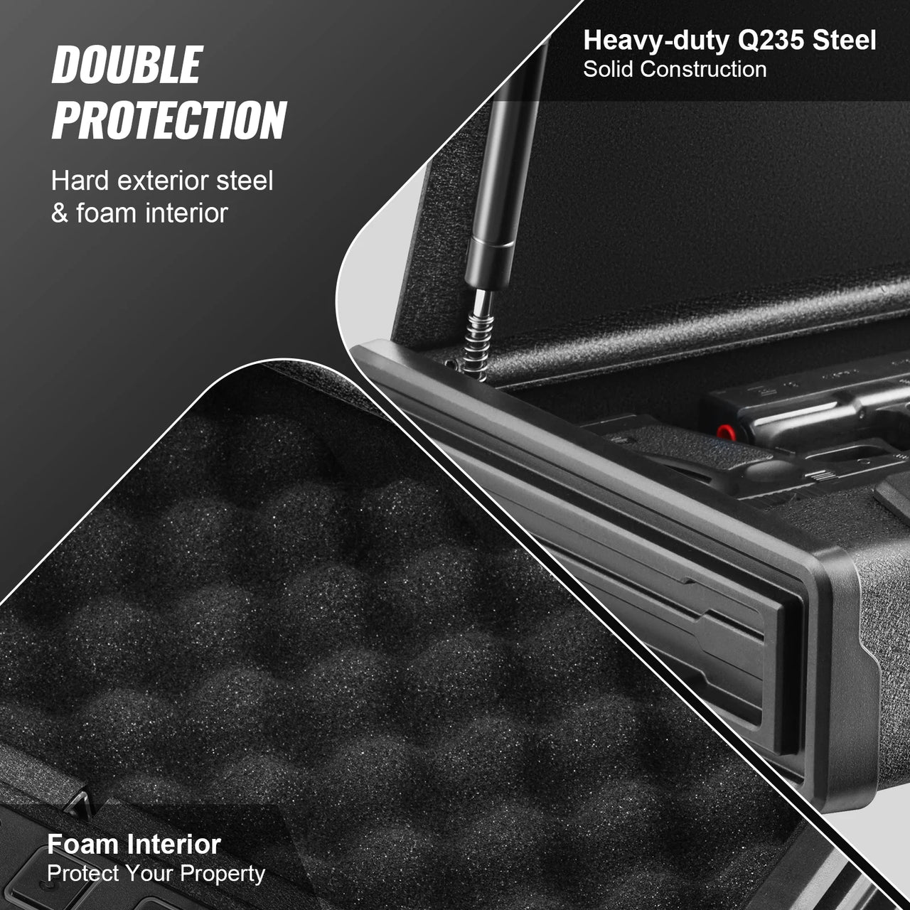 Biometric Tactical Pistol Safe – Steel Quick Access Gun Box
