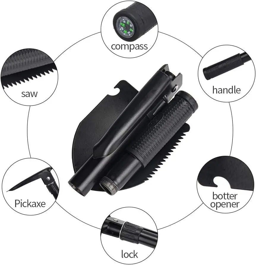 Tactical Folding Shovel – Military Entrenching Tool with Pouch