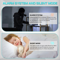 Thumbnail for alarm system locking after wrong code attempts and silent mode for discreet gun safe access