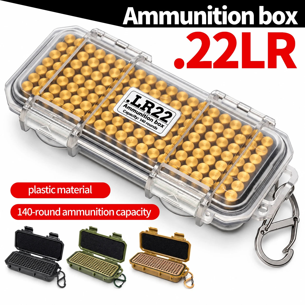 BattleGear™ - 140-Round .22LR Ammo Vault - Impact-Resistant Storage Case