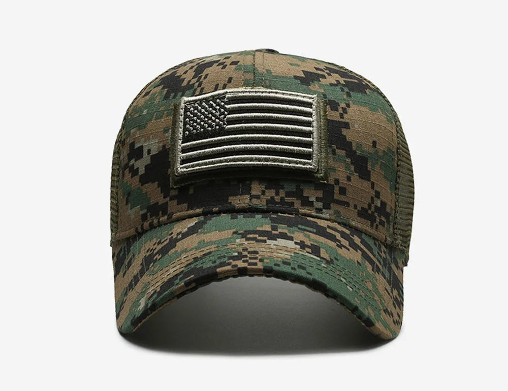 American Flag Adjustable Camouflage Hat