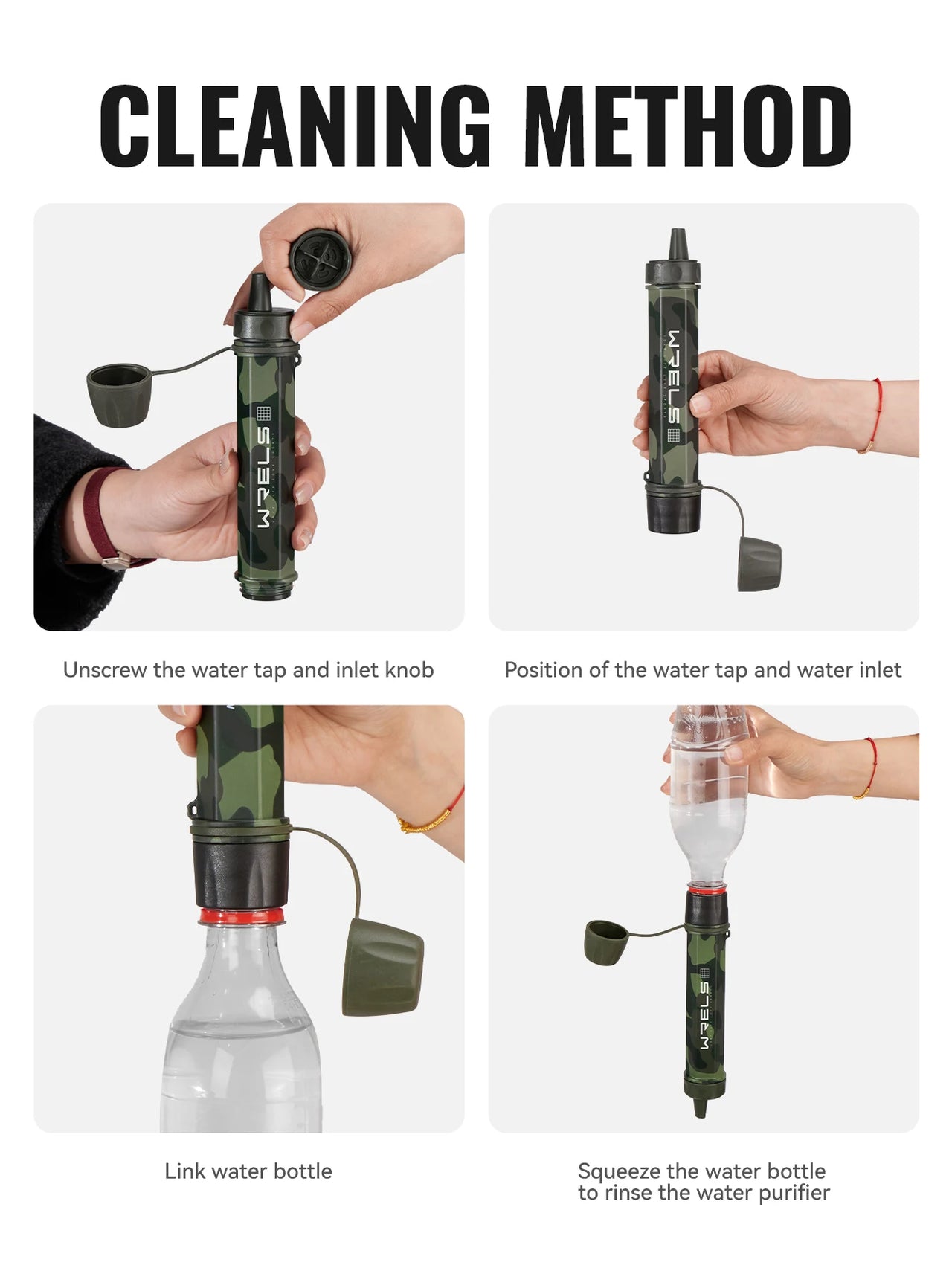 AquaTrek™ Carbon Fiber Water Filter Straw - Portable Survival Purifier Set
