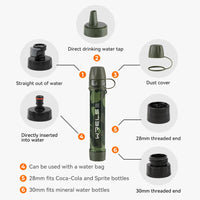 Thumbnail for AquaTrek™ Carbon Fiber Water Filter Straw - Portable Survival Purifier Set