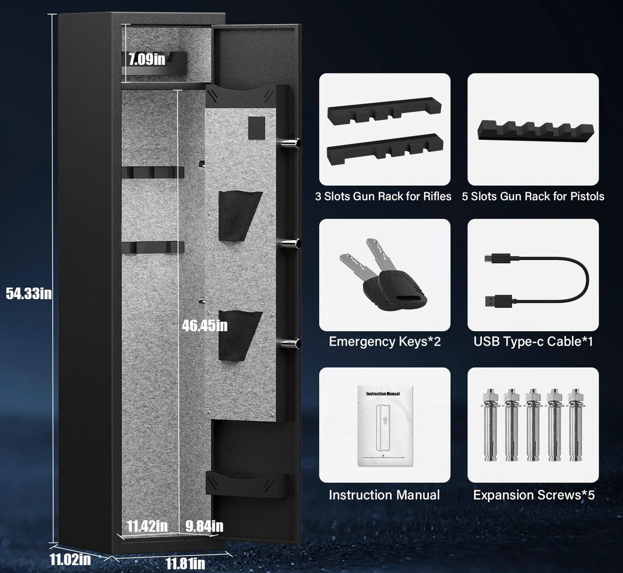 Fortress Series 2–6 Rifle Tactical Gun Safe – Keypad Lock + Steel Defense