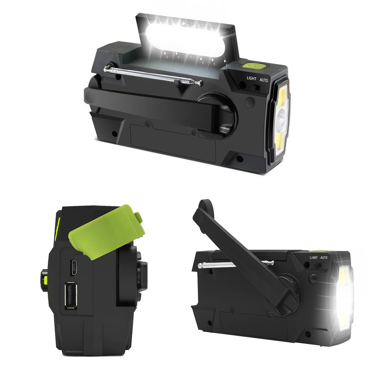 FieldLux™ - Solar Hand Crank Emergency Radio - USB Charger & LED Light