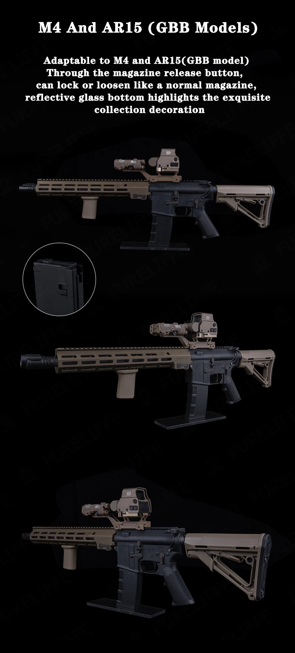 BattleGear™ - AR/M4 GBB Display Stand - Anti-Slip Tabletop Rack