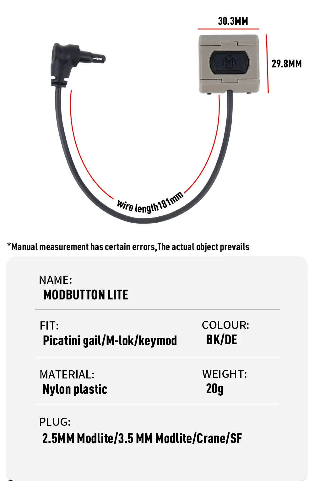 TacGear™ – Tactical Pressure Remote Switch – Dual Function Tail Mod for Weapon Lights & Lasers