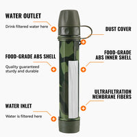 Thumbnail for AquaTrek™ Carbon Fiber Water Filter Straw - Portable Survival Purifier Set
