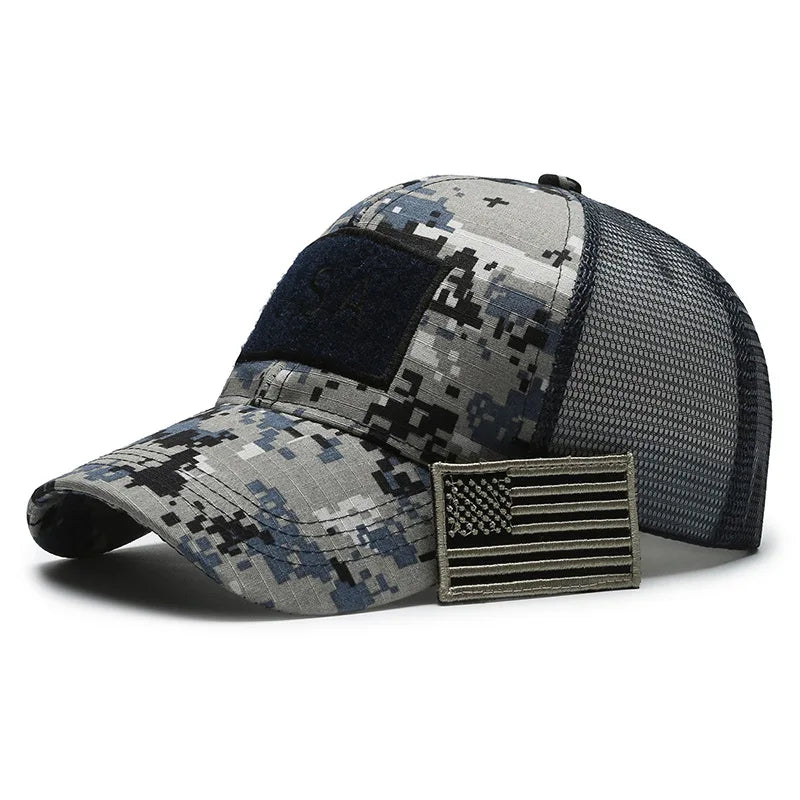 American Flag Adjustable Camouflage Hat