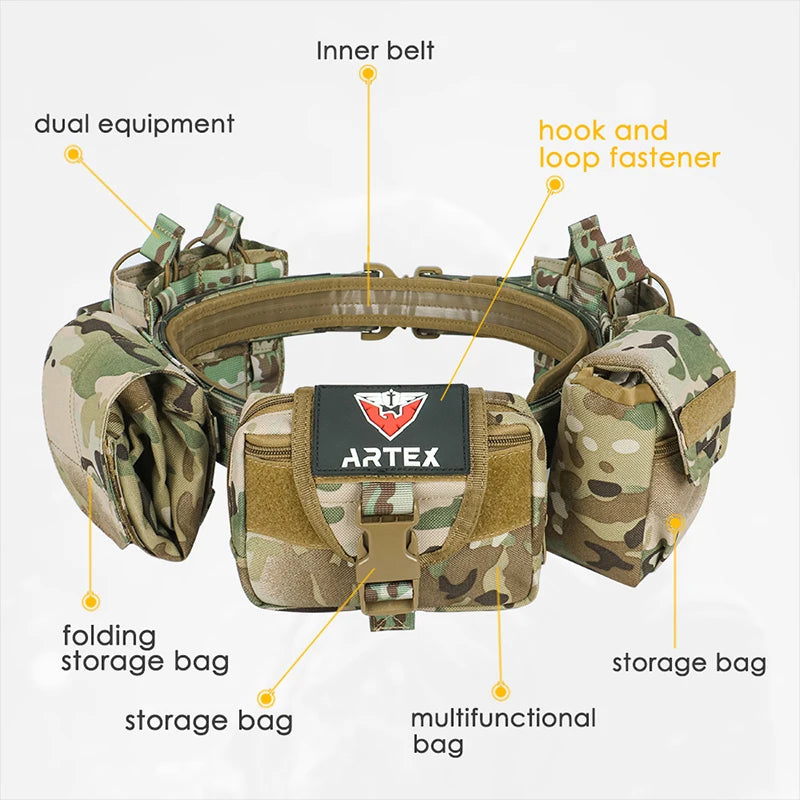 BattleGear™ Tactical Duty Belt Set - MOLLE System with Accessories Pouches