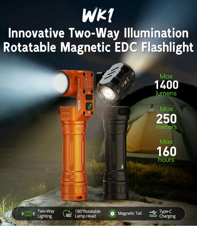BattleGear™ - Dual-Beam Rotating Head Flashlight - Magnetic Tail Work Light