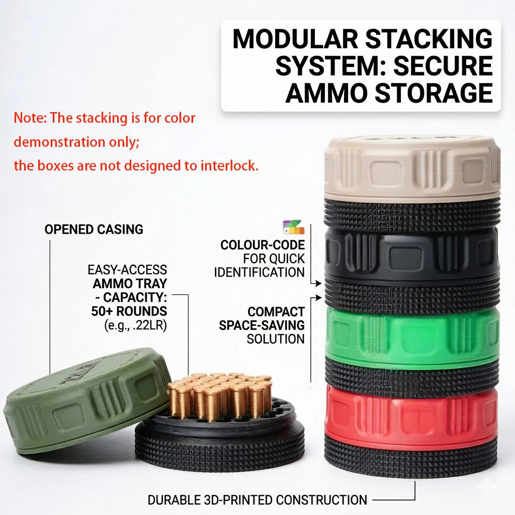 BattleGear™ Mini .22LR Ammunition Storage Box – Compact Secure Screw-Lid Case