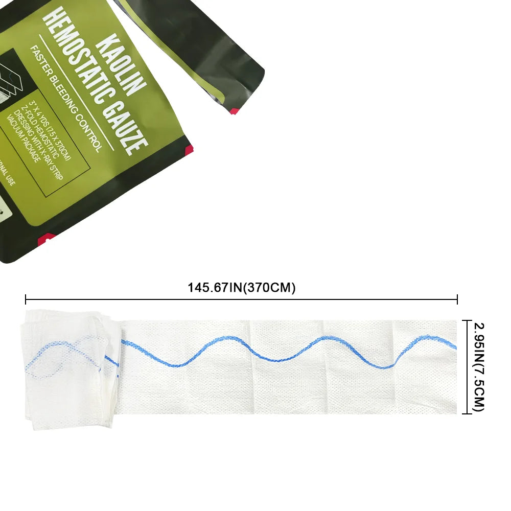 TacMed™ – Hemostatic Combat Gauze – Z-Fold Kaolin Wound Dressing for IFAK
