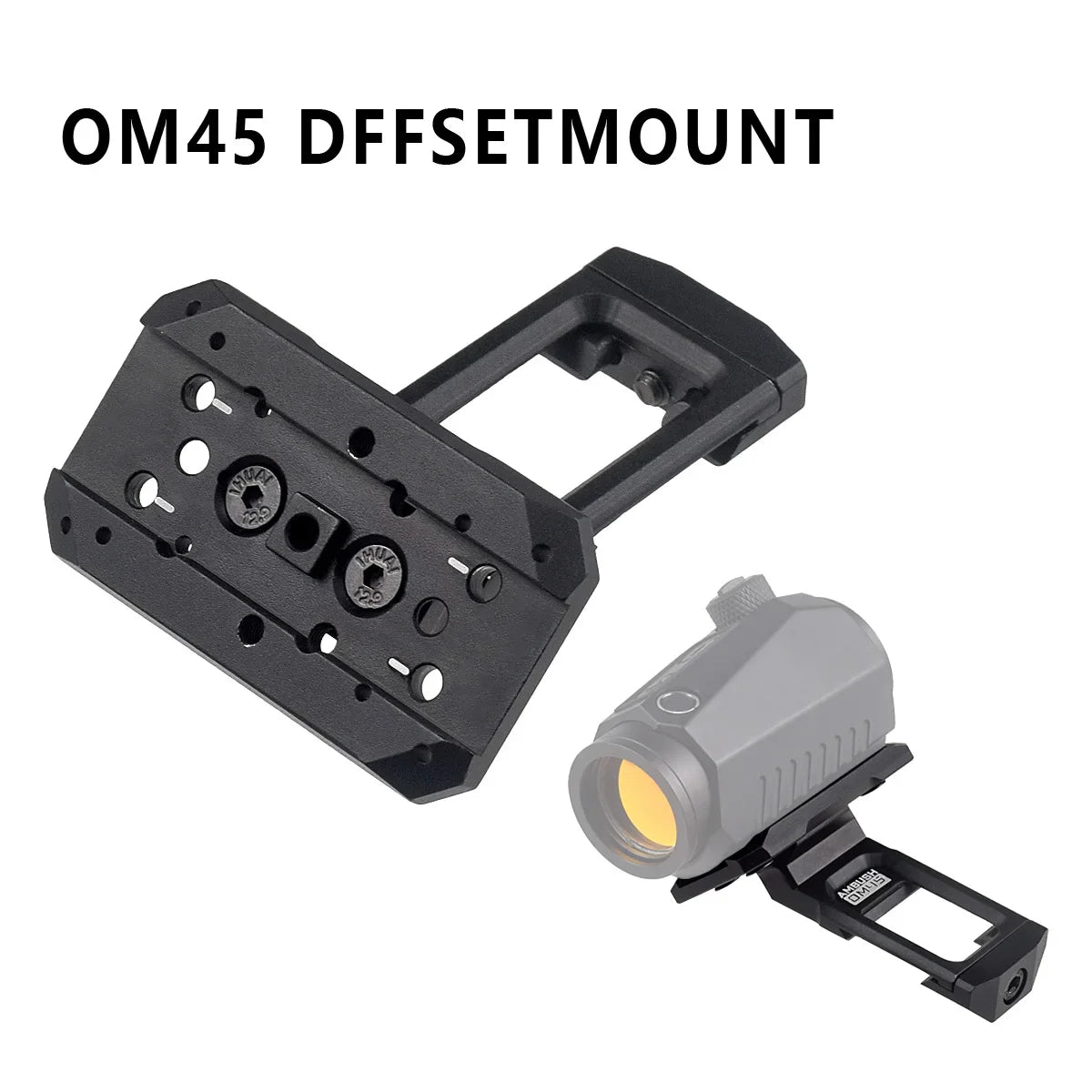 TacSight™ – 35/45° Offset Red Dot Optic Mount – Aluminum Mount for T01 T02 RMR