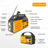 Thumbnail for FieldLux™ - Solar Hand Crank Emergency Radio - USB Charger & LED Light