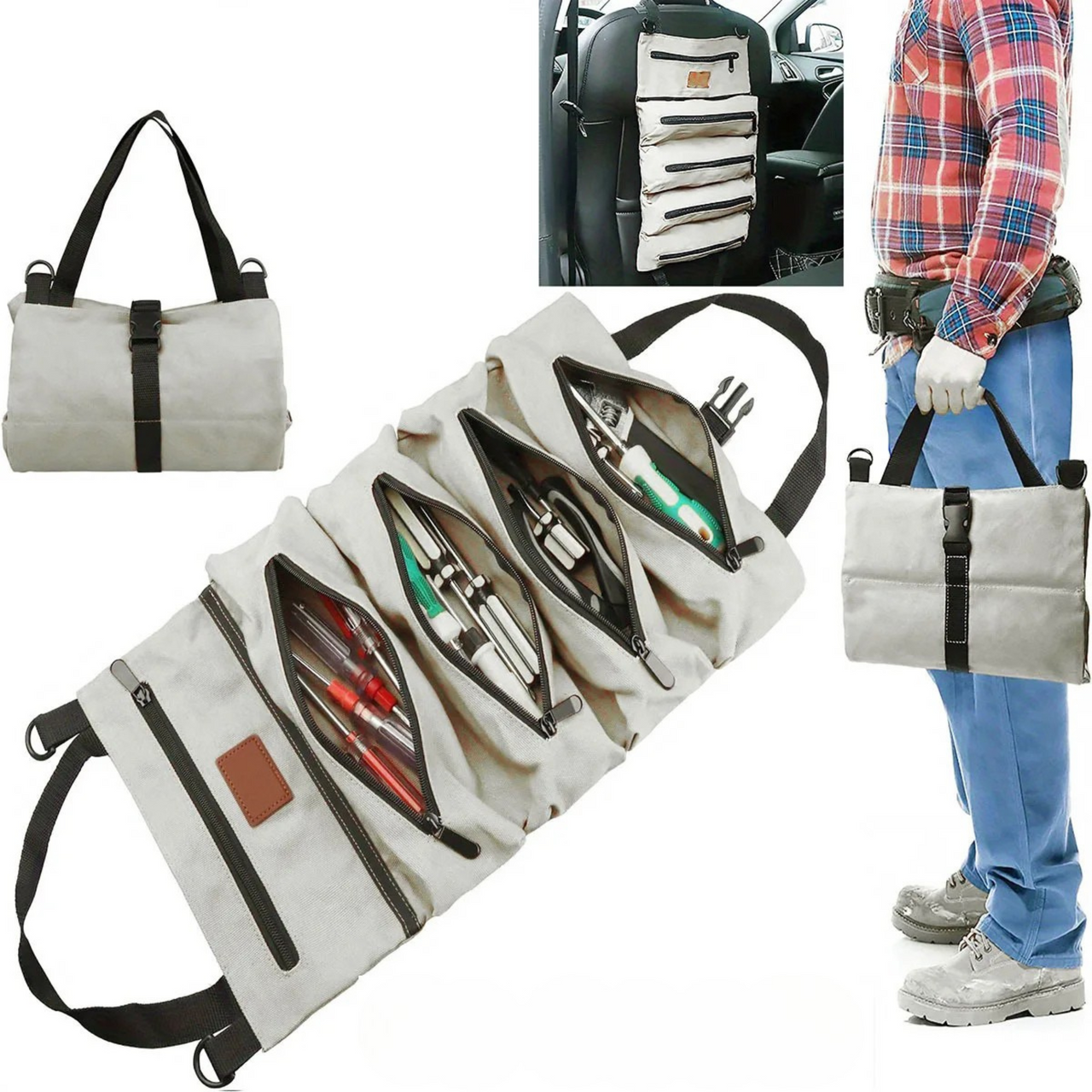 Tactical Roll Up Tool Bag – Canvas Wrench & Gear Organizer