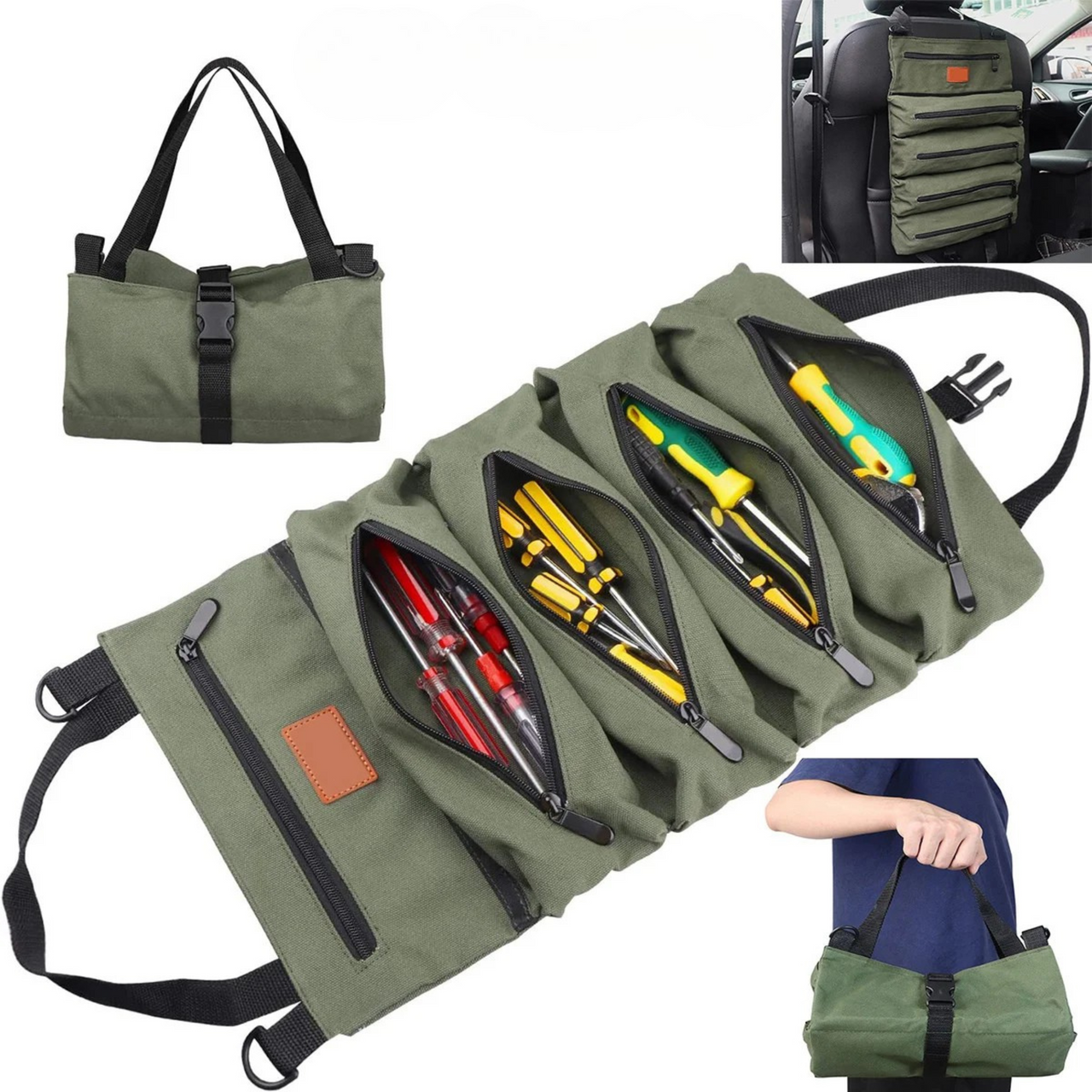 Tactical Roll Up Tool Bag – Canvas Wrench & Gear Organizer