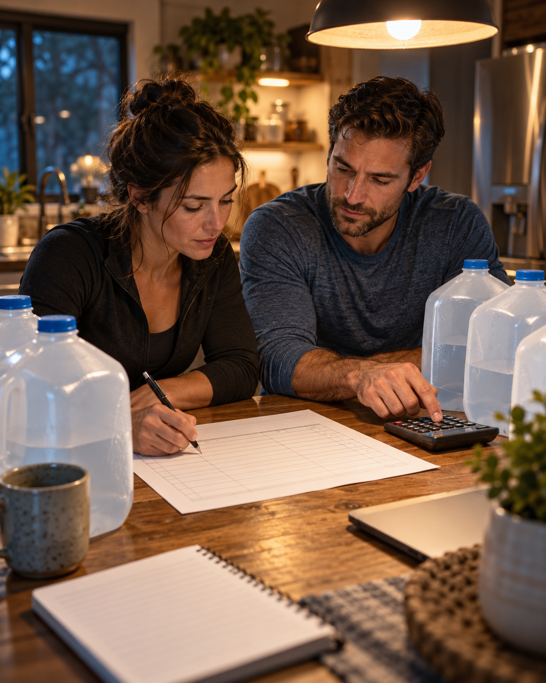 A couple working through a worksheet