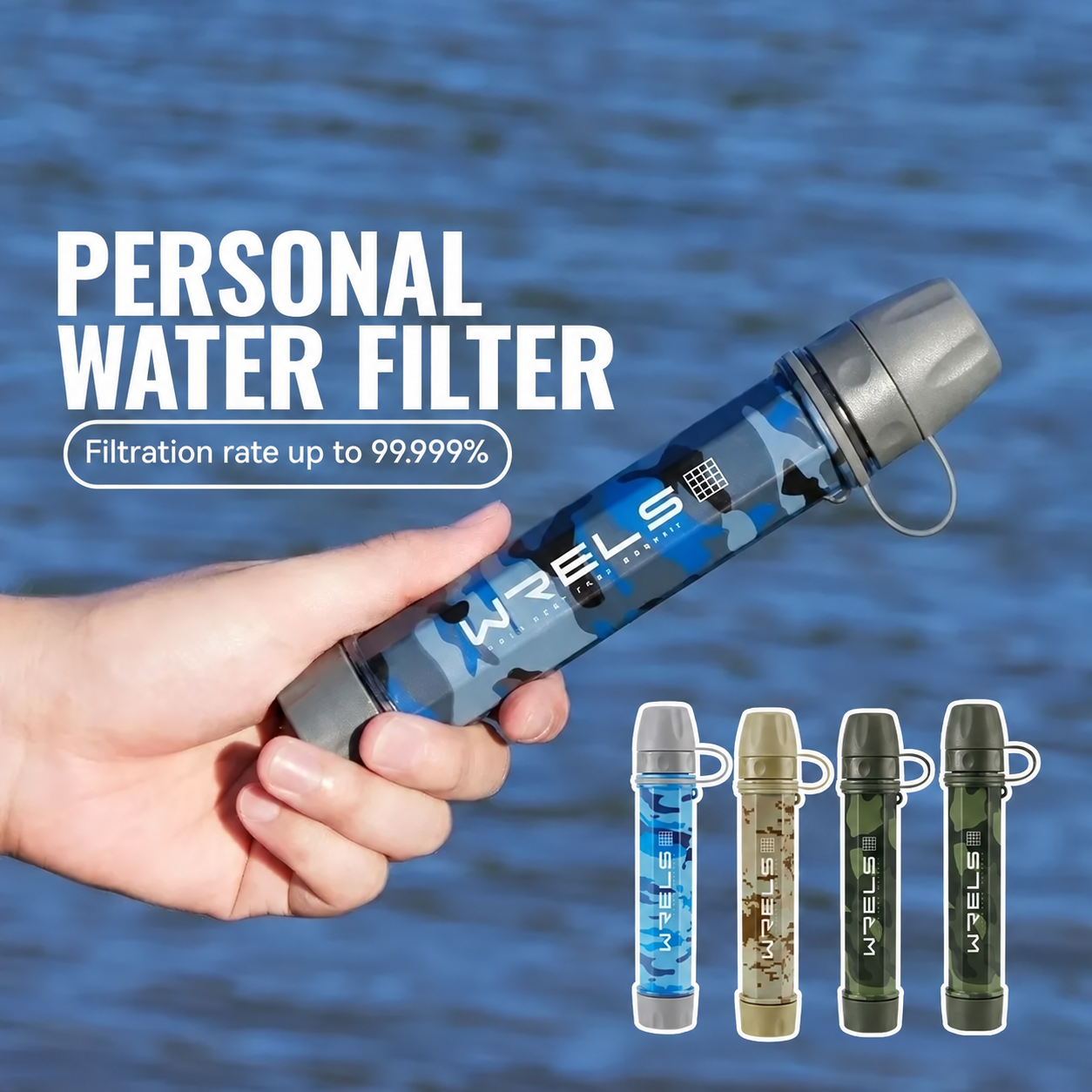 AquaTrek™ Carbon Fiber Water Filter Straw - Portable Survival Purifier Set