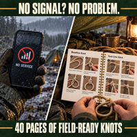 Thumbnail for No signal field graphic showing the printed BattleGear Knot Tying Guide in use