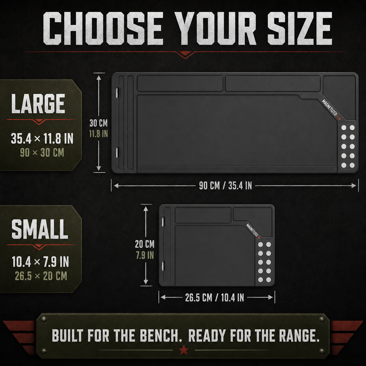 BattleGear™ - Gun Cleaning Work Mat - Magnetic Parts Tray for Rifle & Pistol Maintenance