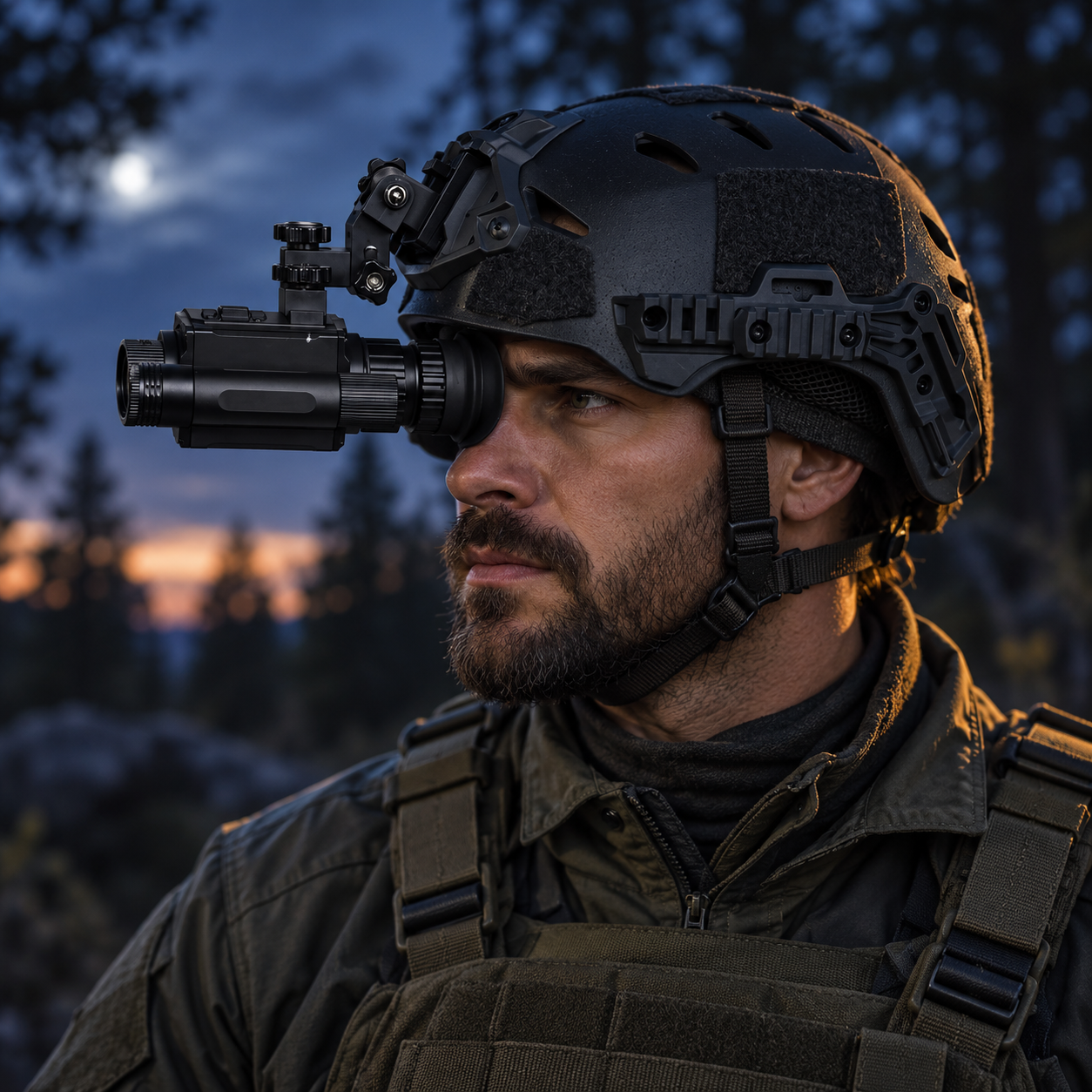 TacSight helmet-mounted tactical night vision system in field use