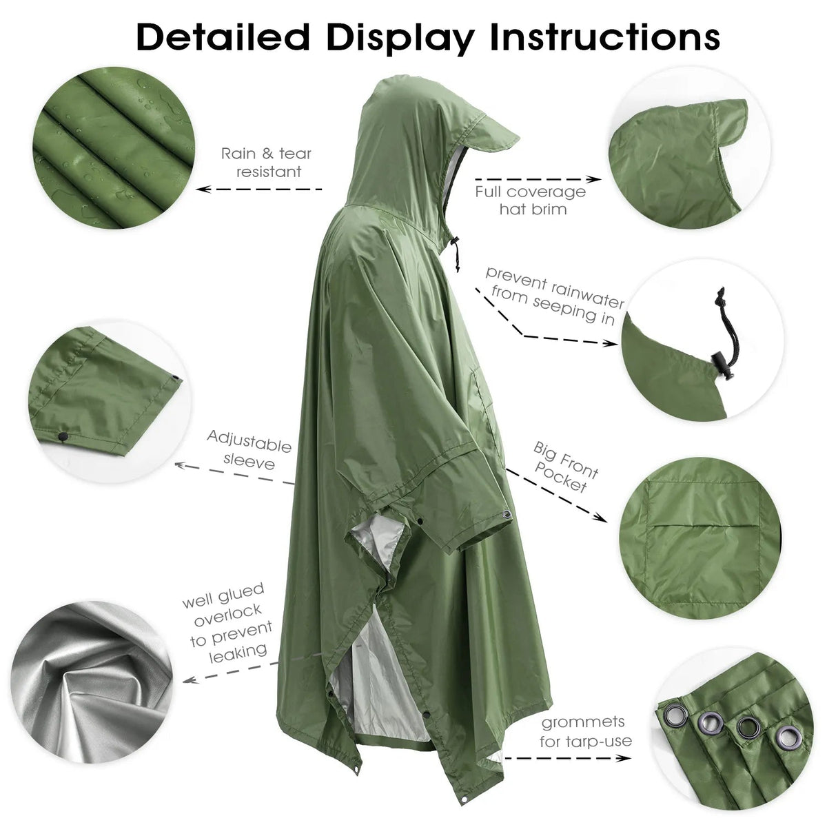 3 In 1 Poncho Military Overstock