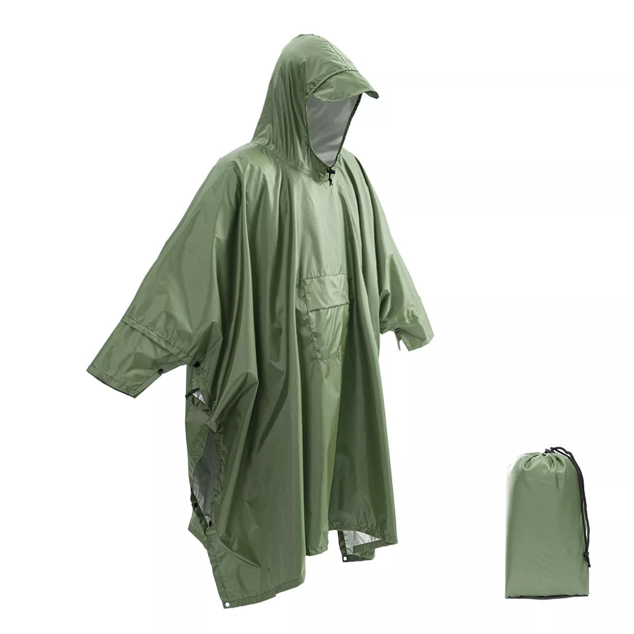 poncho rain gear 3-in-1 Military Tactical Poncho – Waterproof Shelter & Survival Gear Army Green