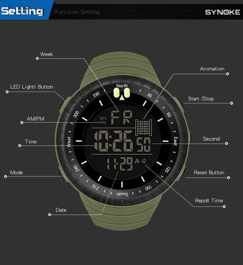 50M Waterproof Smart Watch Military Overstock