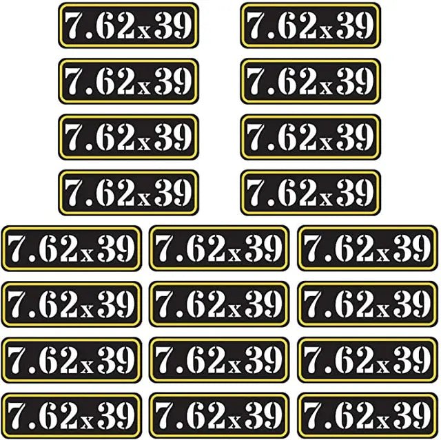 Ammo Label Stickers 5.56 7.62x39 300BLK .45ACP 9MM .223REM .380 - Military Overstock