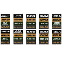 Thumbnail for Ammo Label Stickers 5.56 7.62x39 300BLK .45ACP 9MM .223REM .380 - Military Overstock