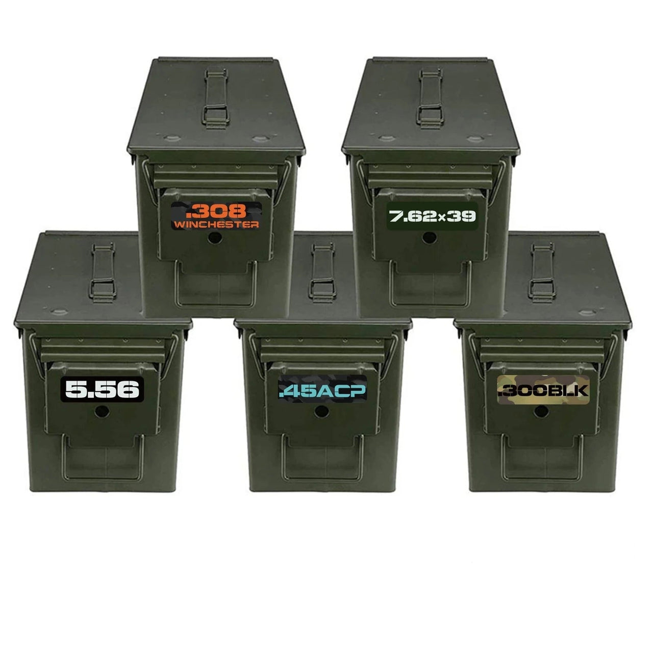 Ammo Label Stickers 5.56 7.62x39 300BLK .45ACP 9MM .223REM .380 - Military Overstock