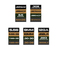 Thumbnail for Ammo Label Stickers 5.56 7.62x39 300BLK .45ACP 9MM .223REM .380 - Military Overstock