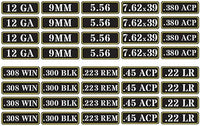 Thumbnail for Ammo Label Stickers 5.56 7.62x39 300BLK .45ACP 9MM .223REM .380 - Military Overstock