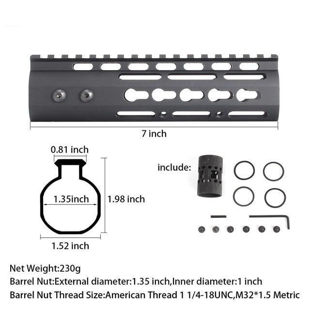 Keymod Slim Handguard - 7" 9" 10" 12" 13.5" 15" AR15 Free Float Rail - Military Overstock