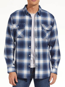 Oversized Plaid Button Down Jacket - Military Overstock