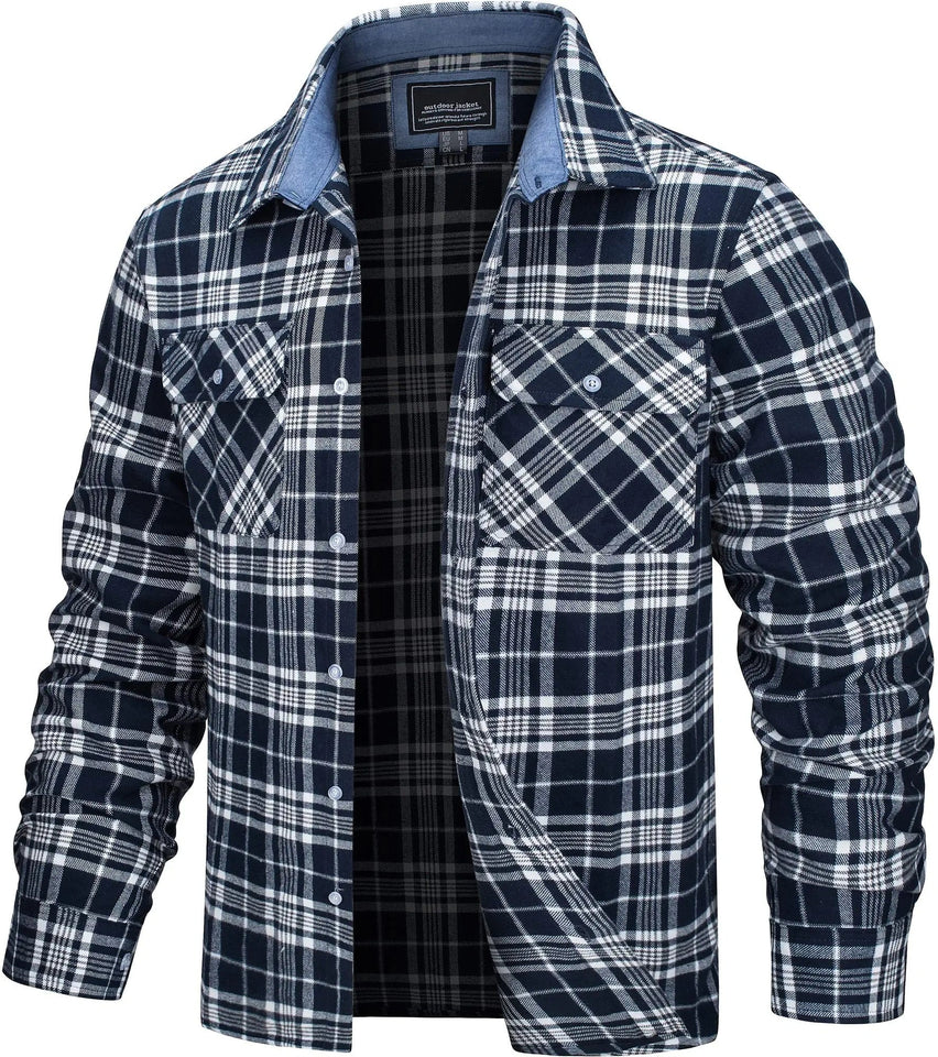 Oversized Plaid Button Down Jacket - Military Overstock