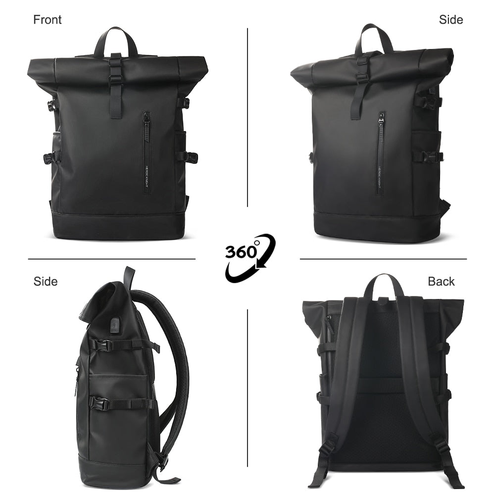 best hiking roll top backpack Men's outdoor backpack DT42 daypack with roll top waterproof Black DPL1