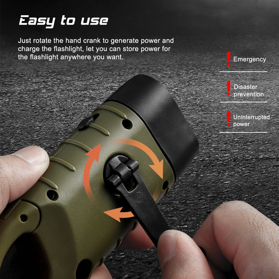 Solar + Hand Crank Flashlight - Military Overstock