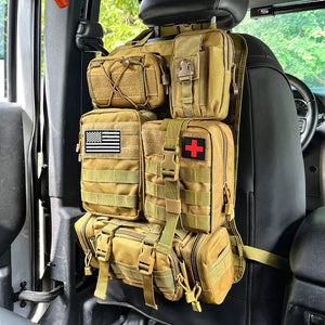 Tactical Backseat Car Organizer + 5 Molle Pouches - Military Overstock