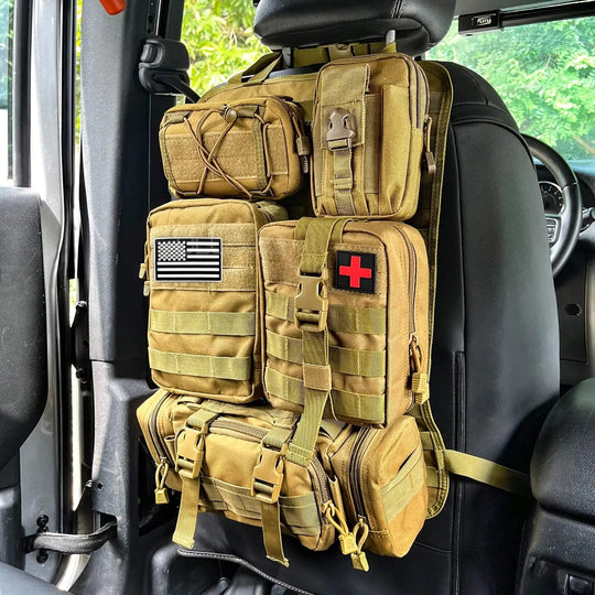 Tactical Seat Back Organizer,Universal Molle Car Seat W/5 Detachable Molle Pouch - View #5
